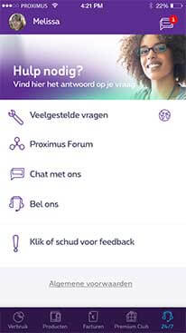 Contact 7d/7 in MyProximus app