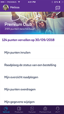 Premium Club in MyProximus app